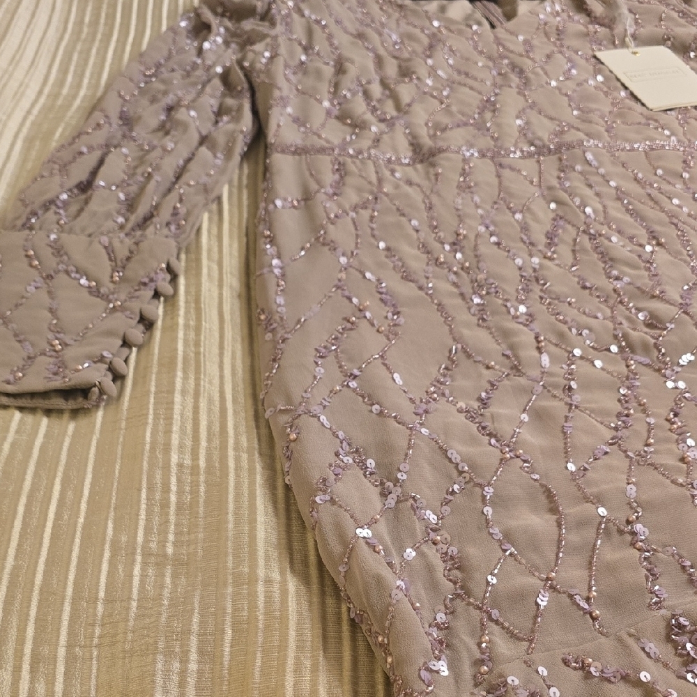 Mac Duggal Lavender Sequin Long Sleeve Dress - Picture 15 of 15